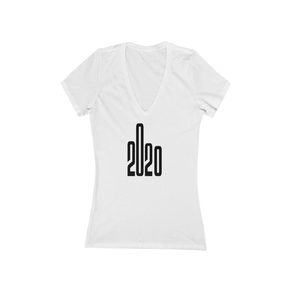"2020" - Women's Jersey Short Sleeve Deep V-Neck Tee