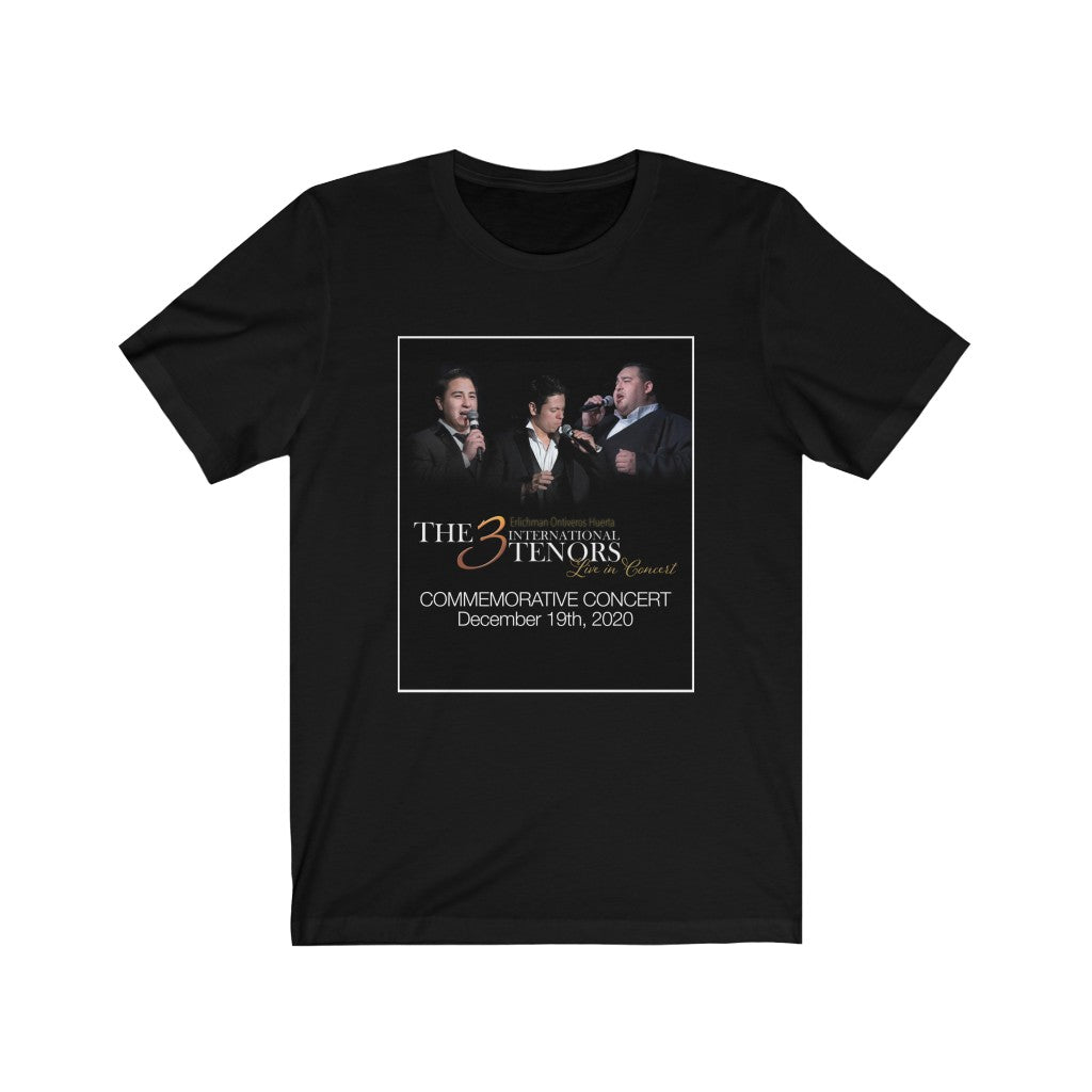 "3 INTERNATIONAL TENORS - COMMEMORATIVE CONCERT" - Unisex Jersey Short Sleeve Tee
