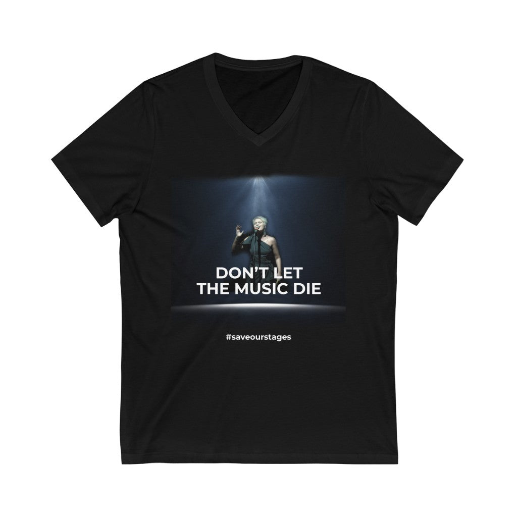 "DON'T LET THE MUSIC DIE" - Unisex Jersey Short Sleeve V-Neck Tee