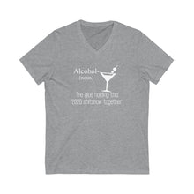 Load image into Gallery viewer, &quot;ALCOHOL - THE GLUE HOLDING THIS 2020 SHITSHOW TOGETHER&quot; - Unisex Jersey Short Sleeve V-Neck Tee
